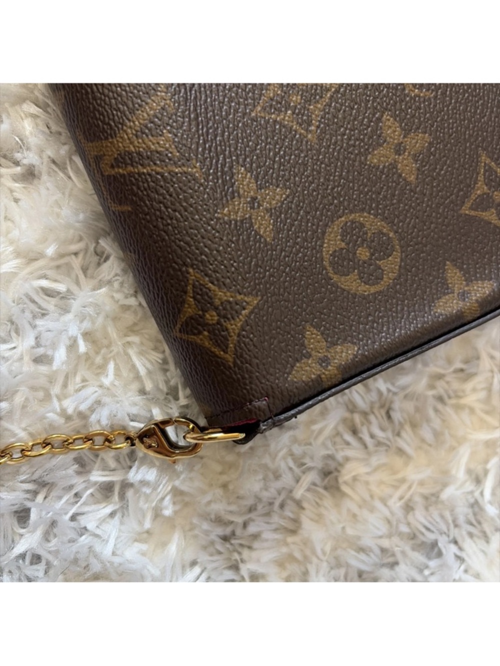 Louis Vuitton Monogram Pochette Felicie Chain Crossbody Bag Clutch GHW Authentic - Picture 7 of 10